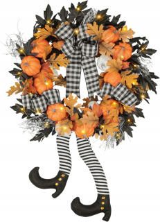 KI Store Halloweensky veniec so svetielkami a časovačom na vchodové dvere